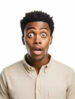 Young man with African features who appears to be shocked AI Generative photo