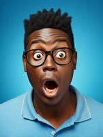 Young man with African features who appears to be shocked AI Generative photo