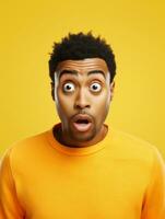 Young man with African features who appears to be shocked AI Generative photo