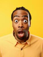 Young man with African features who appears to be shocked AI Generative photo