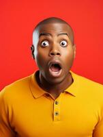 Young man with African features who appears to be shocked AI Generative photo