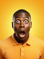 Young man with African features who appears to be shocked AI Generative photo