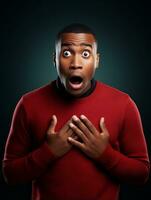 Young man with African features who appears to be shocked AI Generative photo