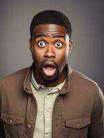 Young man with African features who appears to be shocked AI Generative photo