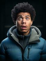Young man with African features who appears to be shocked AI Generative photo