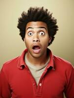 Young man with African features who appears to be shocked AI Generative photo
