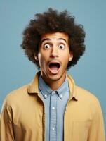 Young man with African features who appears to be shocked AI Generative photo