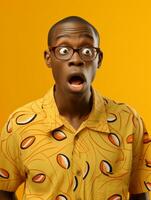 Young man with African features who appears to be shocked AI Generative photo