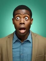 Young man with African features who appears to be shocked AI Generative photo