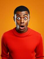 Young man with African features who appears to be shocked AI Generative photo