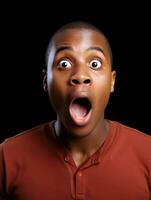 Young man with African features who appears to be shocked AI Generative photo