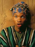 Young man with African features who appears to be shocked AI Generative photo