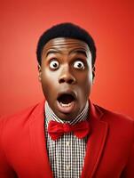 Young man with African features who appears to be shocked AI Generative photo