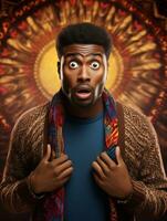 Young man with African features who appears to be shocked AI Generative photo