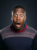Young man with African features who appears to be shocked AI Generative photo