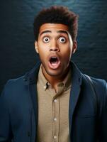 Young man with African features who appears to be shocked AI Generative photo