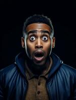 Young man with African features who appears to be shocked AI Generative photo