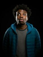 Young man with African features who appears to be shocked AI Generative photo