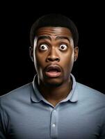 Young man with African features who appears to be shocked AI Generative photo