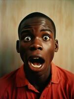 Young man with African features who appears to be shocked AI Generative photo
