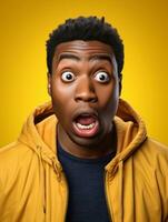 Young man with African features who appears to be shocked AI Generative photo