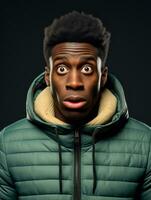 Young man with African features who appears to be shocked AI Generative photo
