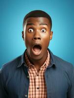 Young man with African features who appears to be shocked AI Generative photo