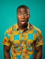 Young man with African features who appears to be shocked AI Generative photo