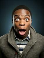 Young man with African features who appears to be shocked AI Generative photo