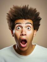 Young man with African features who appears to be shocked AI Generative photo