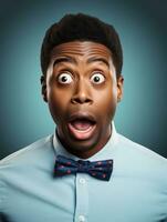 Young man with African features who appears to be shocked AI Generative photo