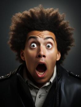 Young man with African features who appears to be shocked AI Generative photo