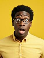 Young man with African features who appears to be shocked AI Generative photo