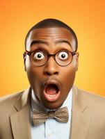 Young man with African features who appears to be shocked AI Generative photo