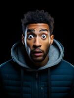 Young man with African features who appears to be shocked AI Generative photo