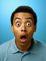 Young man with African features who appears to be shocked AI Generative photo