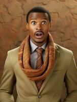 Young man with African features who appears to be shocked AI Generative photo