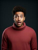 Young man with African features who appears to be shocked AI Generative photo