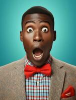 Young man with African features who appears to be shocked AI Generative photo