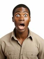 Young man with African features who appears to be shocked AI Generative photo