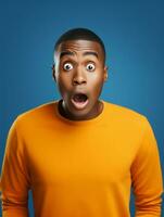 Young man with African features who appears to be shocked AI Generative photo