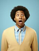 Young man with African features who appears to be shocked AI Generative photo