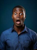 Young man with African features who appears to be shocked AI Generative photo