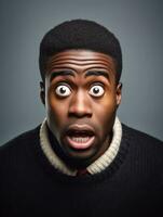 Young man with African features who appears to be shocked AI Generative photo