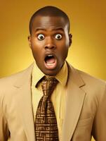 Young man with African features who appears to be shocked AI Generative photo