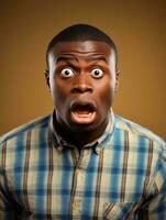 Young man with African features who appears to be shocked AI Generative photo