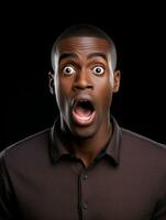Young man with African features who appears to be shocked AI Generative photo