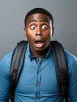 Young man with African features who appears to be shocked AI Generative photo