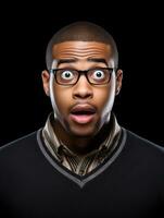 Young man with African features who appears to be shocked AI Generative photo