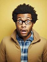 Young man with African features who appears to be shocked AI Generative photo